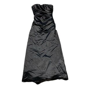 Classic Black Ball Gown Strapless Prom Dress Y2K Formal Ruffle Shiny Size 5/6